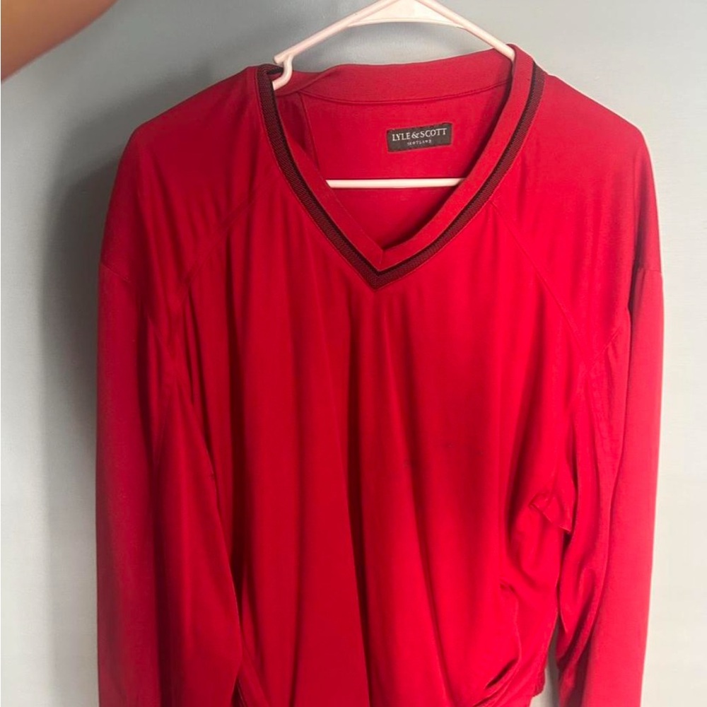Lyle & Scott Bright Red V-Neck Top